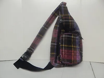 Vera Bradley Sling Mini Backpack Cozy Plaid Purple Brown Purse Bag Roomy • $39.99