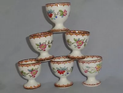 Antique 6 X COALPORT Porcelain Egg Cups : Pembroke Pattern • £15