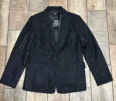 NWOT Chadwicks Women’s SZ 16 Black Confetti Speckled Single Button Blazer • £38.61