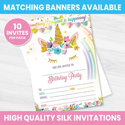 Unicorn Party Invites Birthday Party Invitations Girl Unicorn Face • £3.99