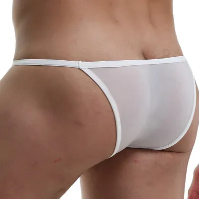 Men Sexy Briefs G String Tanga Underwear Low Rise Panties Underpants Translucent • $4.08