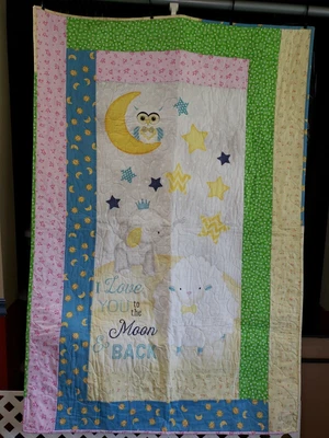 $12.99 • Buy Handmade Baby Quilt Crib Blanket Nursery Bedding Animals Elephant Sheep Owl