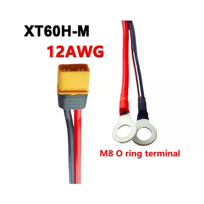 XT60 To M8 O Ring Terminal Cable XT60H-M Male To O Ring Connector 12AWG Wire • £6.60