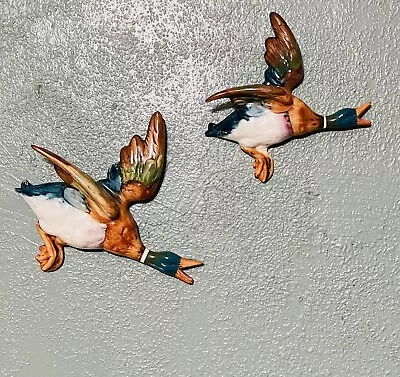 Pair Beswick Flying Ducks Mallards 596-2 596-3 Wall Figurines Repaired Wings • £144.67