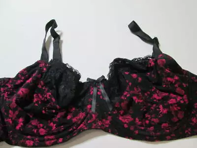 Marie Meili Size 38DD Bra Black Underwired Unlined Adjustable Lace Floral • £9.24