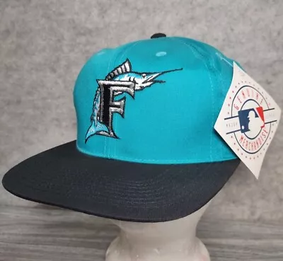 Vintage FLORIDA MARLINS SnapBack Hat Teal Genuine MLB Merchandise Outdoor Cap • $29.95