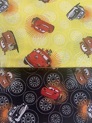 Lot Of (2) - 1/2 Yd Disney Cars Fabrics - Lightning McQueen -  100% Cotton • $8.99