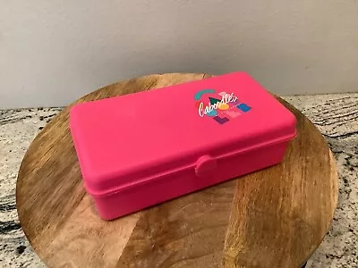 Vintage  Mini Caboodles Makeup Jewelry Case Organizer Bright Pink Small 8x4 • $19.99