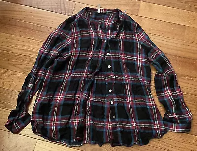 Passports Womens Large Flannel Red Green White Gardening/Hole At Seam/ Hiking • $4.50