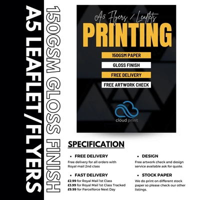 £0.99 • Buy A5 Flyer/Leaflet Printing 150gsm Paper Gloss Single&Double Sided Print Leaflets
