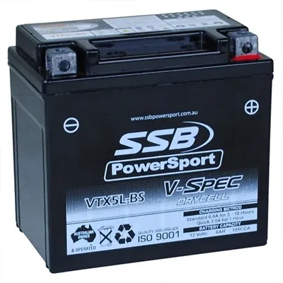 SSB 12V Dry Cell AGM 195 CCA Battery 2.1 Kg For Yamaha YW100 BeeWee 2006 To 2008 • $109.37