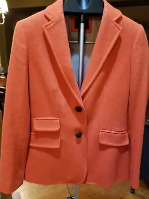 J Crew Hacking Wool Herringbone Blazer Two Button Jacket Size 8 Orange EUC • $114