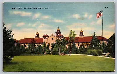 Montclair NJ - Teachers College - Flag - Posted 1947 - Small Stain Near Flag • $4.65