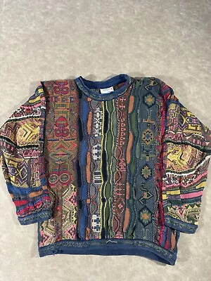 Vintage COOGI Australia 3D Textured Knit Sweater Multicolored Large Biggie • $399.99