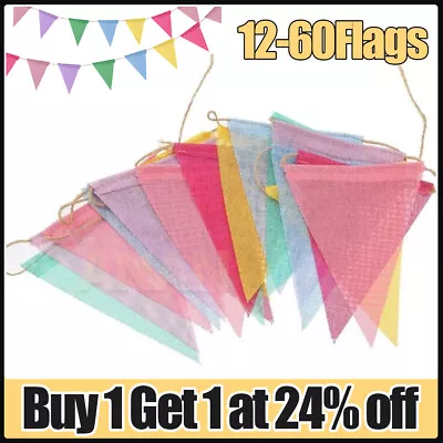 60 Triangle Flags Bunting Colorful Banner Outdoor Garden Home Party Decoration • £0.99