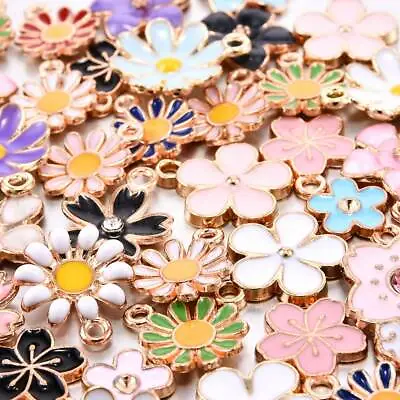 40Pcs Enamel Alloy Daisy Flower Charms Pendant For DIY Jewelry Findings Craft_UK • £4.94