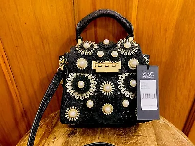 Zac Posen Eartha Kit Mini Top Handle Crossbody Bag Black Glitter NWT $395.00 • $169.99