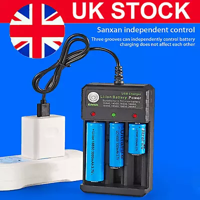 3 Slot Smart Battery Charger For 18350 16340 26650 Rechargeable Li-Ion Batteries • £10.90