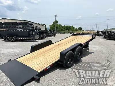 NEW 2024 7 X 20 14K FLATBED Wood Deck Power Tilt Equipment Car Hauler Trailer • $7895