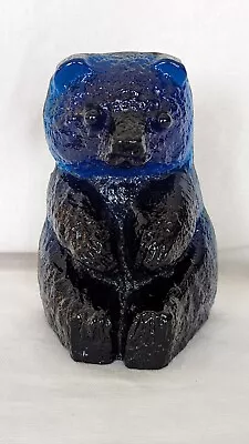 Vintage BLENKO COBALT BLUE BEAR Art Glass Bookend Paperweight Figurine W/Label. • $23.99