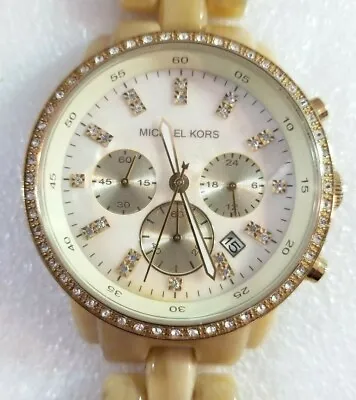 Michael Kors MK 5372 Glitz Horn Acetate Bracelet Chronograph Watch. • $32.59