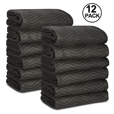 80  X 72  Black 12 Pack Moving Blankets Pro Economy Shipping Furniture Pads • $79.58