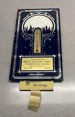 Vintage Mirror Advertising Thermometer Cook Plumbing Heating Denver Colorado • $14.95