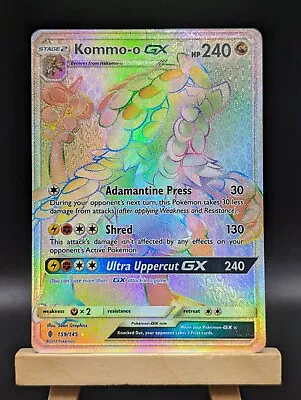 Pokémon TCG Kommo-o GX Guardians Rising 159/145 Holo Secret Rare • $12.99