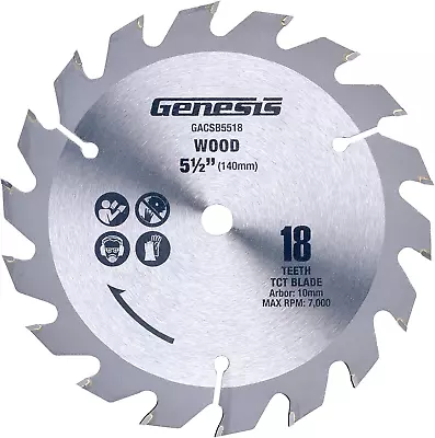 GACSB5518 5 1/2  18-Tooth Tungsten Carbide-Tipped Circular Saw BladeGrey • $16.95