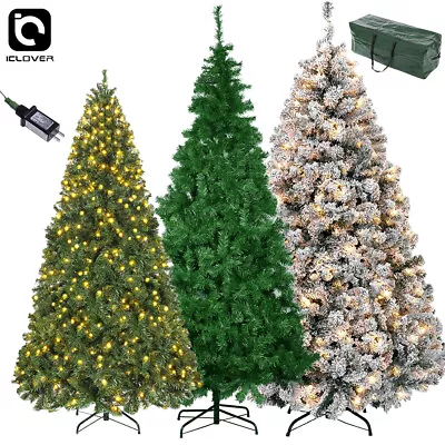 6.5/7.5ft Artificial Prelit Christmas Tree Xmas Snow Flocked Home Spruce Decor • $79.99