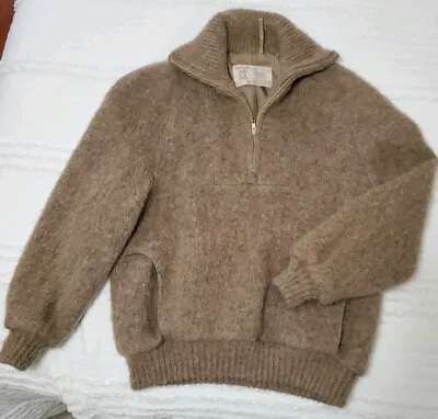 VTG Hilda Ltd  Sweater 100% Pure Wool 1/4 Zip  Men Large Light Brown Iceland • $58