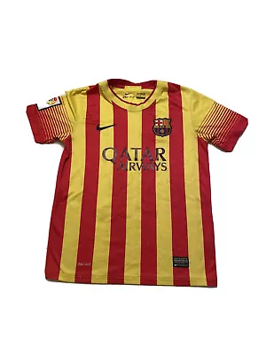 Nike FC Barcelona Soccer Jersey Boys Medium Striped 2013 2014 Away Football Kit • $22