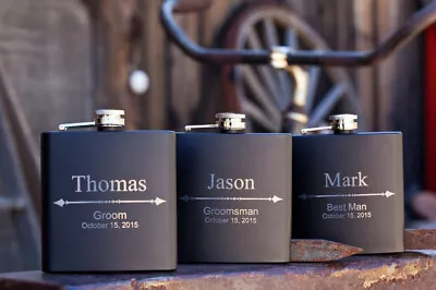 Custom Engraved Groomsman Flask Personalized Wedding Gift Bachelor Party Favor • $32