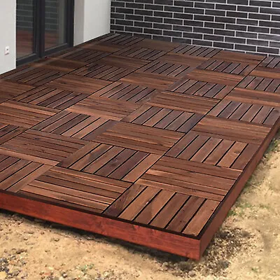 Interlocking Wooden Click Deck Decking Tiles Outdoor Balcony Wood Patio Garden • £289.99