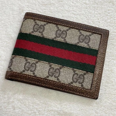 $168 • Buy Authentic GUCCI Vintage Old GUCCI GG Wallet Sherry Line PVC Leather Brown #2