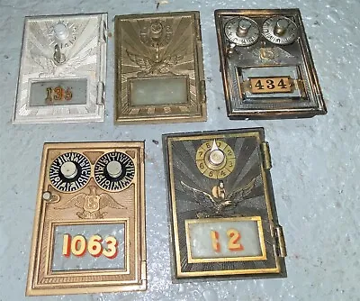 5 Antique Cast Brass 3 Flying Eagle & Eagle USPS P.O. Box Doors 2 Double Combo  • $119.99