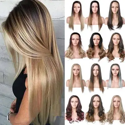 Best Ombre Blonde Brown Clip In 3/4 Half Full Head Hair Piece 25  Hair Wigs UK A • £23.08