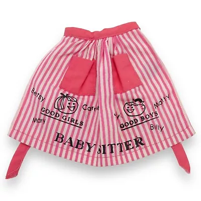Vintage 1963-1964 Barbie  Baby-Sits  Pink Babysitter Apron #953 Stripes Mattel • $2.95