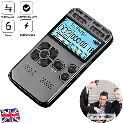 8GB Rechargeable LCD Digital Audio Sound Voice Recorder Dictaphone MP3 Player UK • £29.99