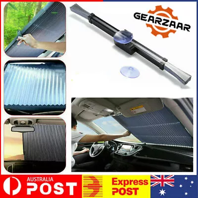 Car Retractable Windshield Sun Shade Visor Folding Cover Block Front Window AU • $14.49