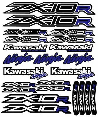 ZX-10R Ninja Motorcycle Racing Decals Stickers Set ZX10R ZXR BLUE • £12.20