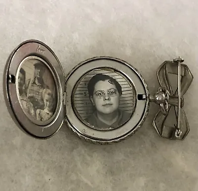 Vtg Rare Coro Sweetheart Locket Brooch Pin 1940'S Woman Prisoner Pic Silver • $119.99