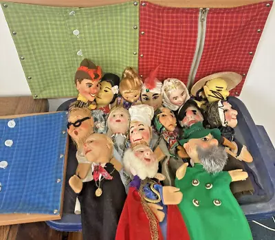 15 Vintage German Kersa Hand Puppets Lot Handmade In Germany Back Drop Puppetry • $399.99