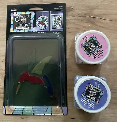 Plaid Gallery Glass Stained Glass Kit Hummingbird Inlay + 2 Jars Of Glass Chips • £12