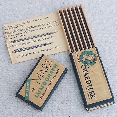 Vintage Box 12 Staedtler Mars Lumograph Drawing Leads Mechanical Pencil Refill • $44.99