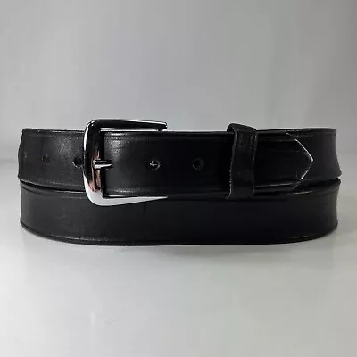 Boston Leather Wide Black Leather Work Belt - 6582 - Men's Size 48 • $15.20