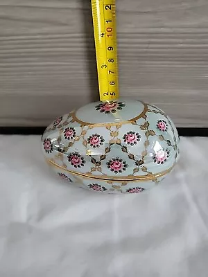 Vintage Ganz Iridescent Porcelain Egg Trinket Box • $9.60