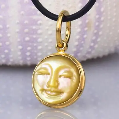 Moon-Face Pendant Gold Vermeil Sterling Mother-of-Pearl & Abalone Shell 3.31 G • $44
