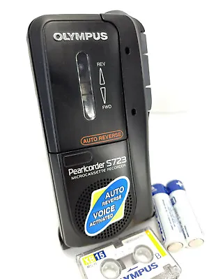 Olympus Pearlcorder S723 MicroCassette Voice Recorder Dictaphone Dictation BLACK • £89.99
