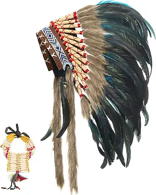 $82.34 • Buy Ballinger Native American Indian Headdress - Medium Feather Headdress And Choker